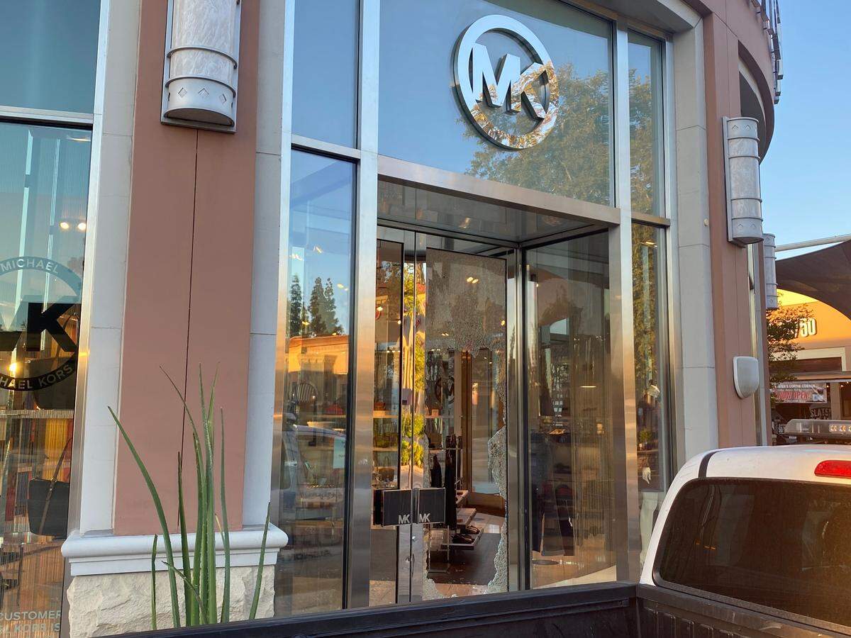 A glass door at the Michael Kors store in Fresno’s Fashion Fair Mall was smashed Tuesday, March 22, 2022, police said.