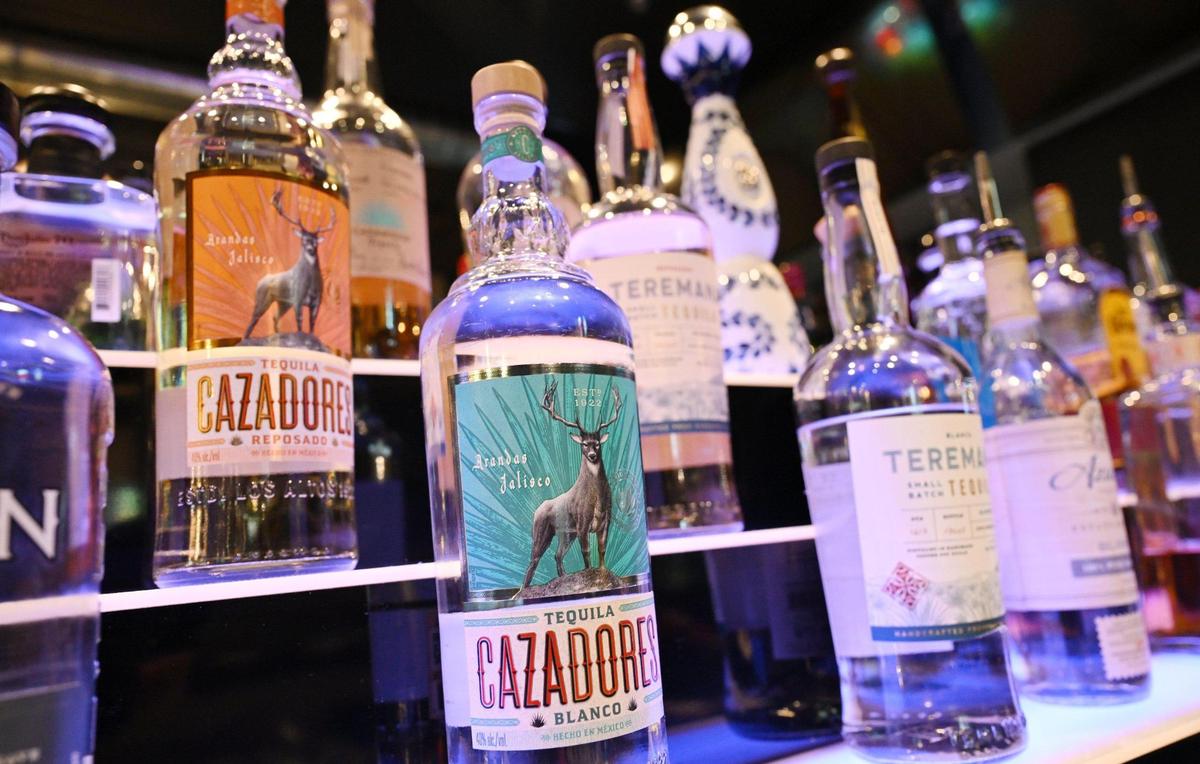 A wide variety of tequila is shown at the bar at the newly opened Toledo’s Mexican Restaurant at Cedar and Nees avenues Tuesday, April 22, 2025 in Fresno.