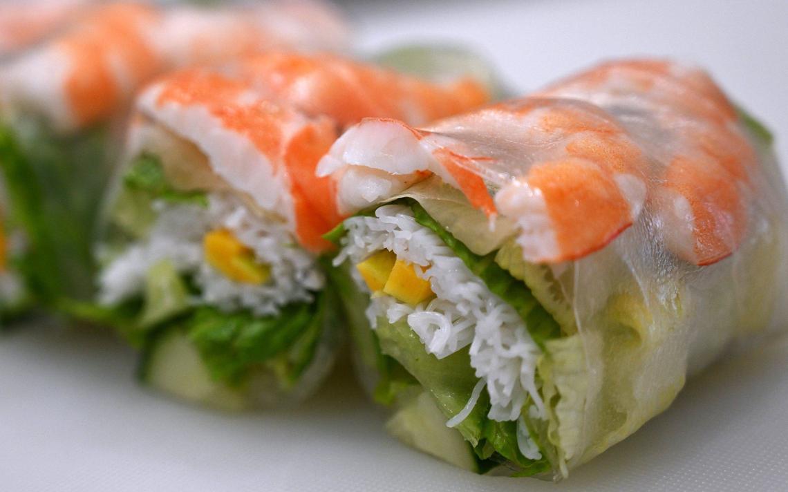 Shrimp spring rolls are on the menu at new restaurant Springly, which serves Vietnamese-inspired food and pastries.