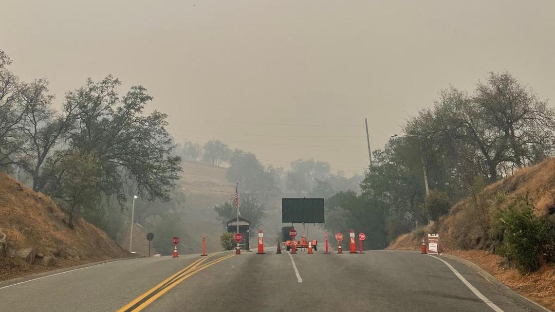 The entrance to Sequoia National Park is closed due to the KNP Complex Fire, which has burned 3,024 with 0% containment as of Tuesday, Sept. 14, 2021.
