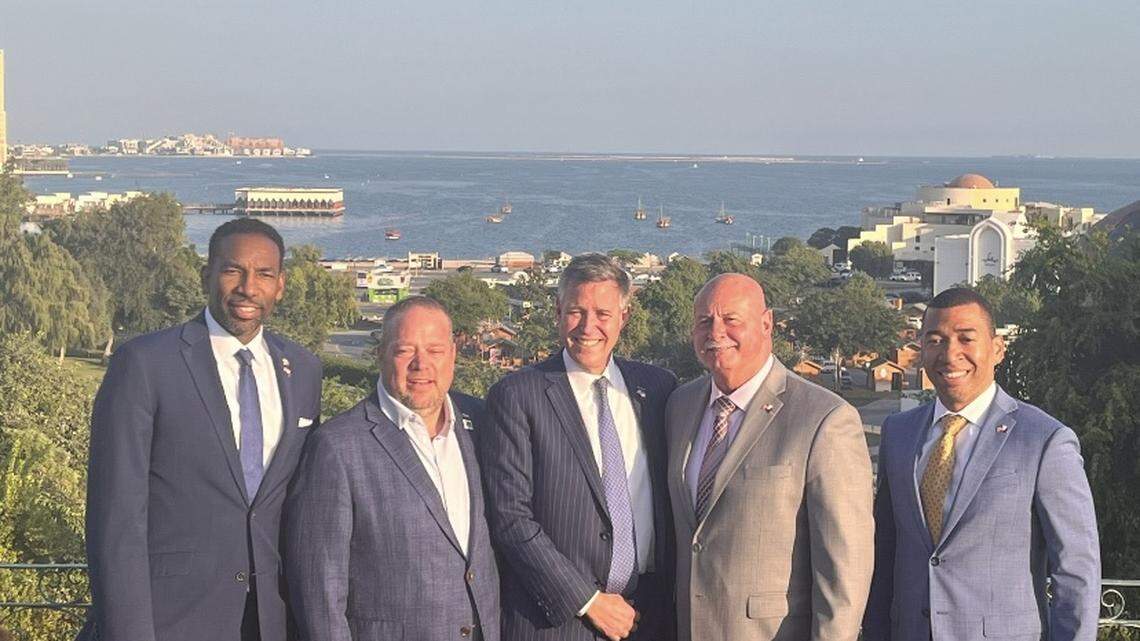 Fresno mayor Jerry Dyer, second from right, stands alongside the mayors of Atlanta, Montgomery, Alabama; Columbia, South Carolina and Rochester Hills, Michigan, during their visit to Qatar in November 2024.