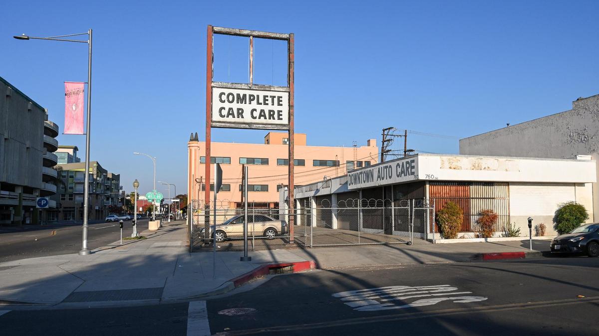 The auto care building across from Tioga-Sequoia Brewing in downtown Fresno has been purchased and is being revamped for a future tenant.