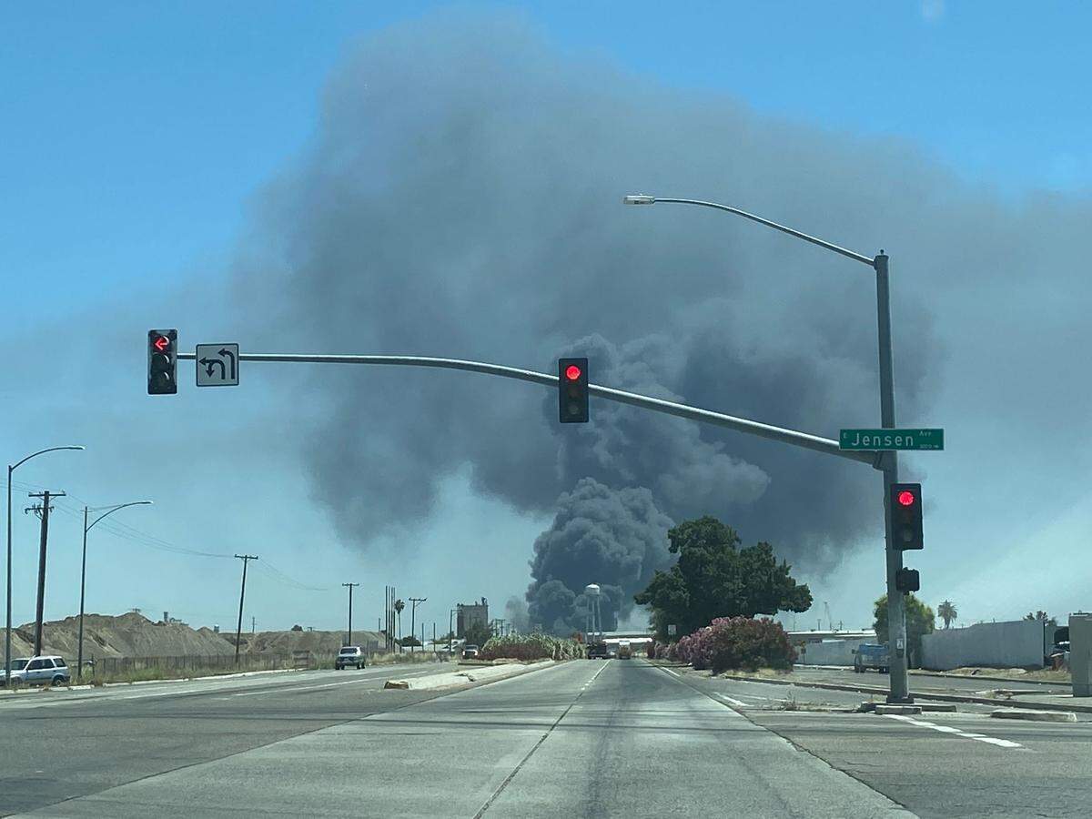 The Fresno Foreign Wrecking yard fire was reported just before 1 p.m., an official with Cal Fire said