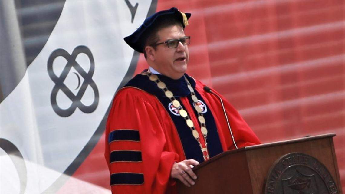 CSU Chancellor Dr. Joseph I. Castro returned to Fresno State to confer the degrees of the Classes of 2020 and 2021 at the university’s 109th/110th Commencement. 