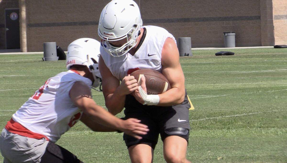 Buchanan High linebacker Logan Studt with the ball.