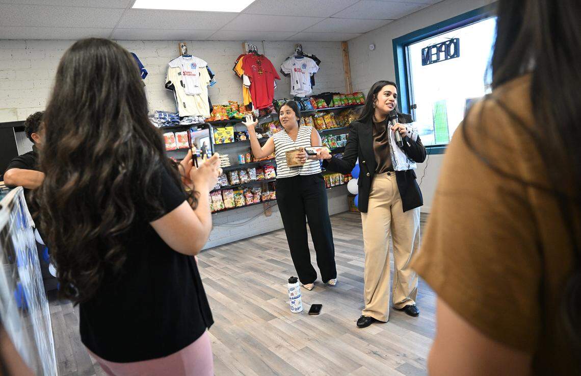 A raffle for prizes is held during the grand opening of Felix and Beatriz Amador's new Keidy's Restaurant, the first to offer Honduran food in Fresno. Photographed Friday, July 11, 2025 in Fresno.
