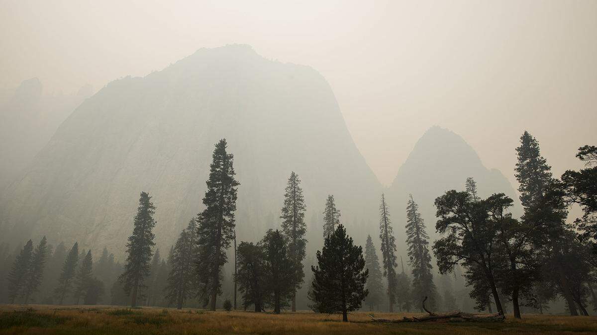 Smoke from the nearby Ferguson Fire fills the air in the Yosemite Valley in Yosemite National Park, on Saturday, July 28, 2018. According to the California Department of Forestry and Fire Protection, the Ferguson fire is more than 49,000 acres and 29 percent contained. 