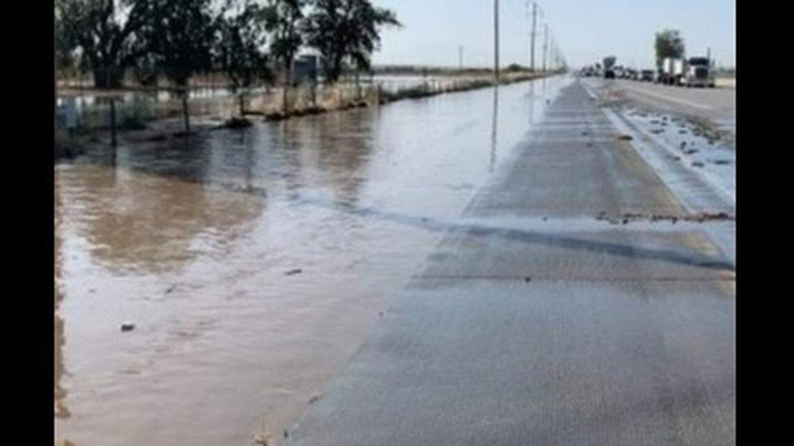 The north side of Highway 99 was closed around 9 a.m. Friday, June 2, 2023, at Lerdo Highway due to flooding on the roadway after a nearby levee broke, Caltrans said.