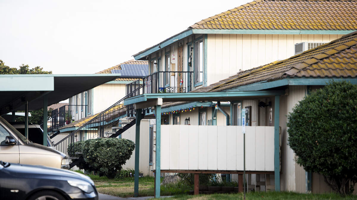 The Buena Vista Apartments in Merced, where residents have claimed maintenance is overdue. The City Council is considering a home inspection program to deal with rundown units.