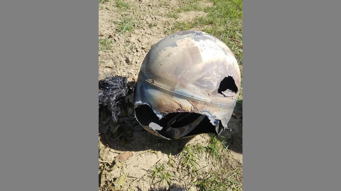 A piece of space junk found on a farm near Hanford, California turned out to be from a communications satellite that re-entered the atmosphere.