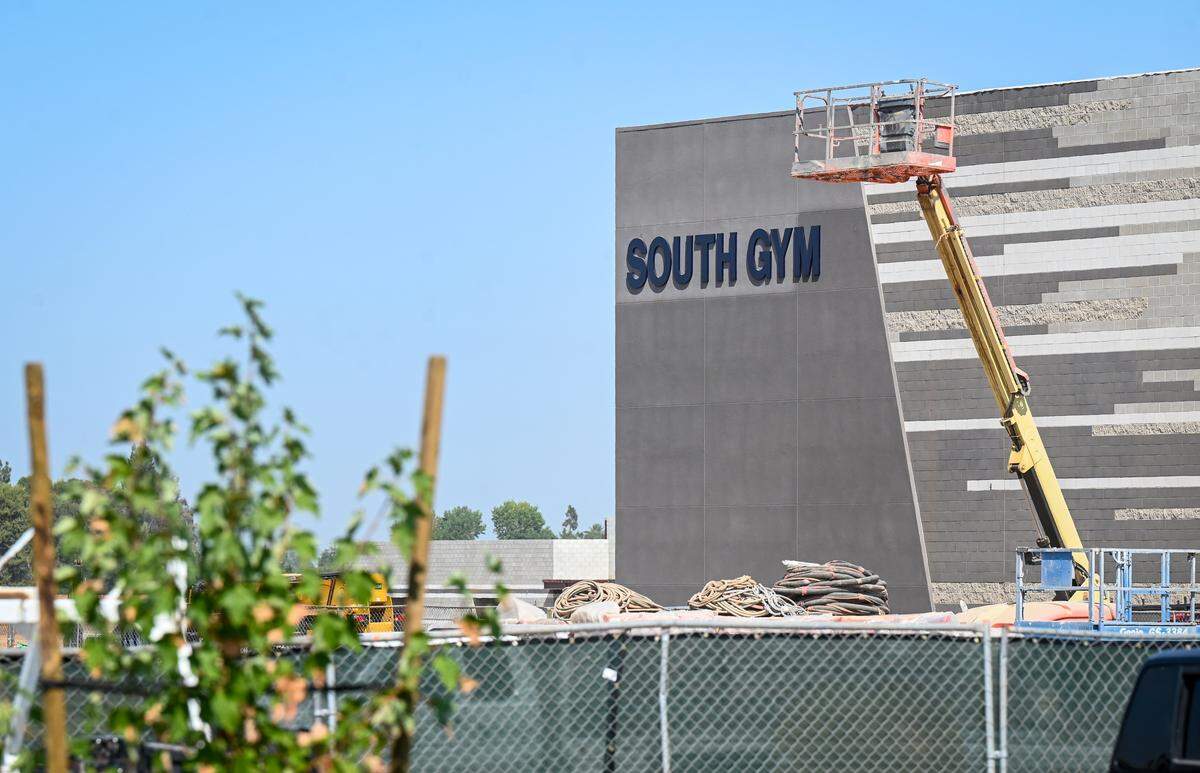 One of the gymnasiums nears completion at the Terry P. Bradley Educational Center on Friday, Aug. 8, 2025, just days before classes start on Aug. 18. 