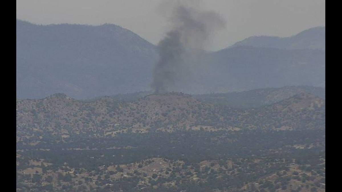 Plume from a wildfire near Frazier and Calkins roads could be seen on a Pacific Gas and Electric camera on Thursday, May 12, 2022.