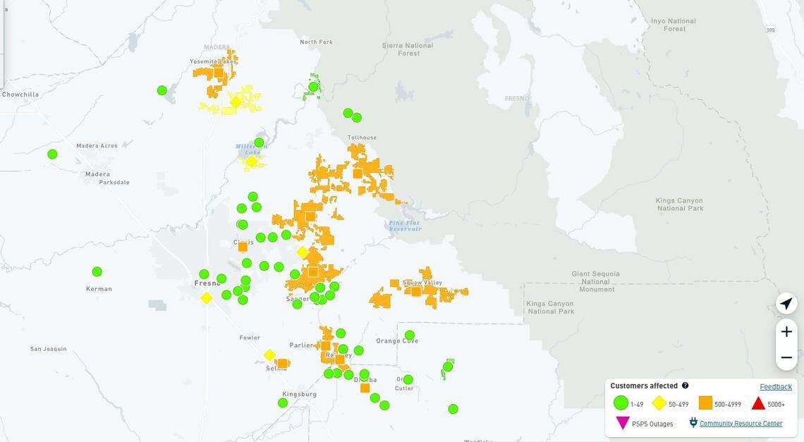 Power outages reported on June 22, 2022.