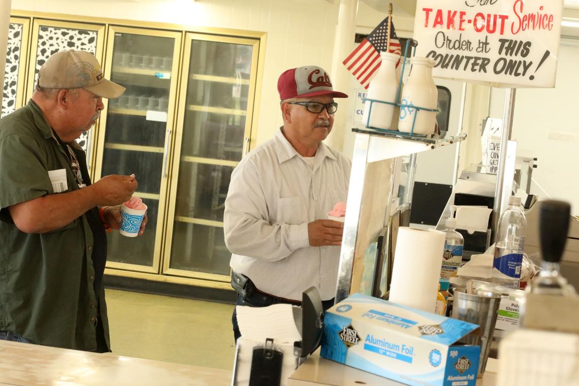 Superior Dairy customers in Hanford, California on Wednesday, March 26, 2025. The beloved ice cream spot, a&nbsp;landmark in the Central Valley since 1929, has new owners.
