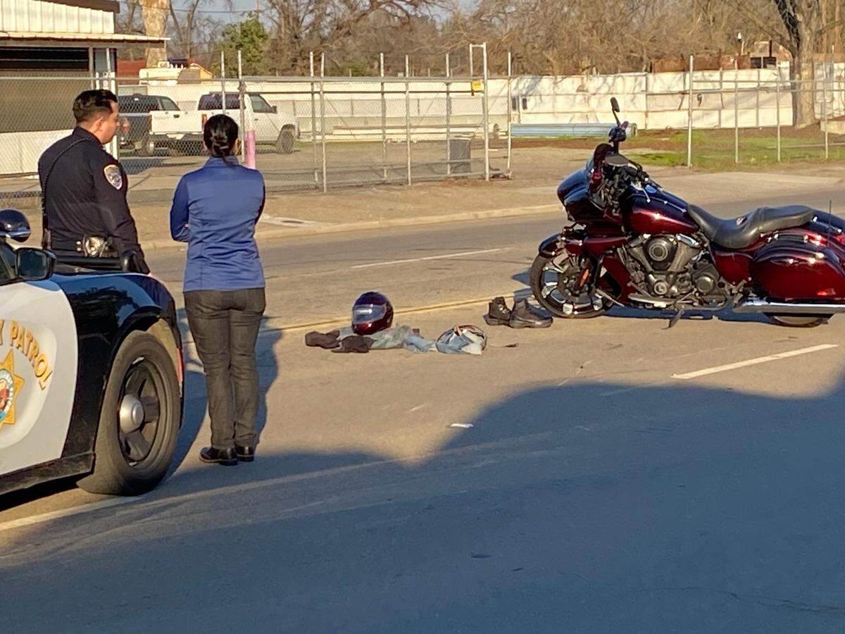 A motorcyclist was seriously injured in a collision in Fresno, California on Saturday, Jan. 21, 2023.
