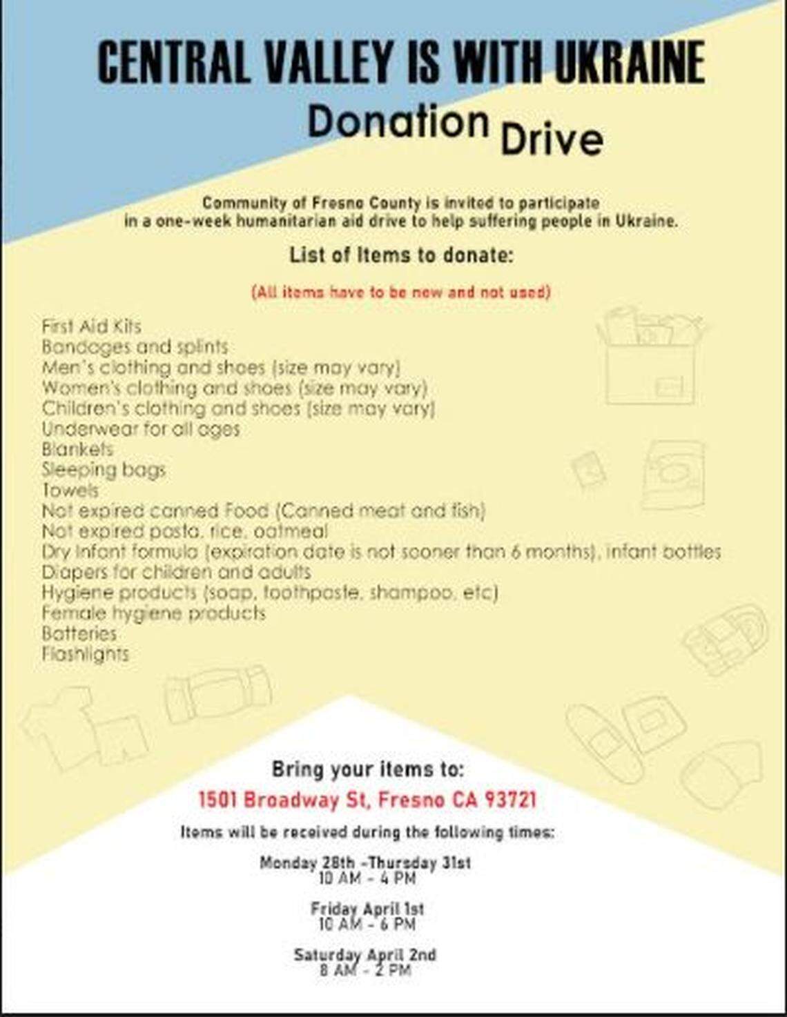 Fresnans can donate to help those caught in the Ukraine conflict through Saturday in downtown Fresno.