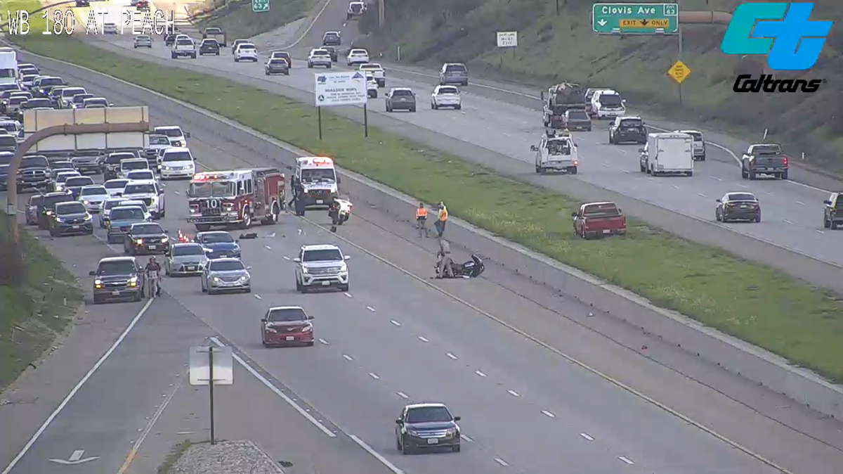 A motorcyclist was seriously injured in a crash on a Fresno, California highway on Saturday, Feb. 11, 2023.