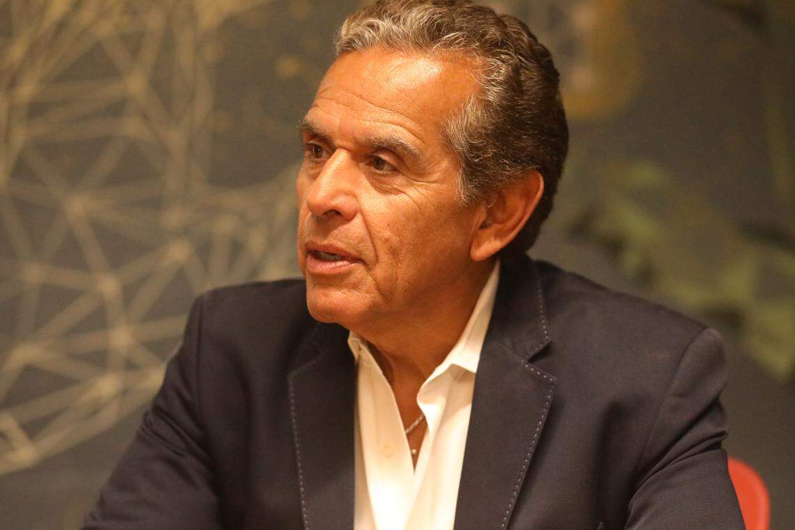 Antonio Villaraigosa, former mayor of Los Angeles, who is running for governor for the second time, talks with The Fresno Bee in Fresno on Aug. 13, 2025. He was in Fresno during pistachio week on what Villaraigosa describes as a “listening tour” in his gubernatorial campaign.