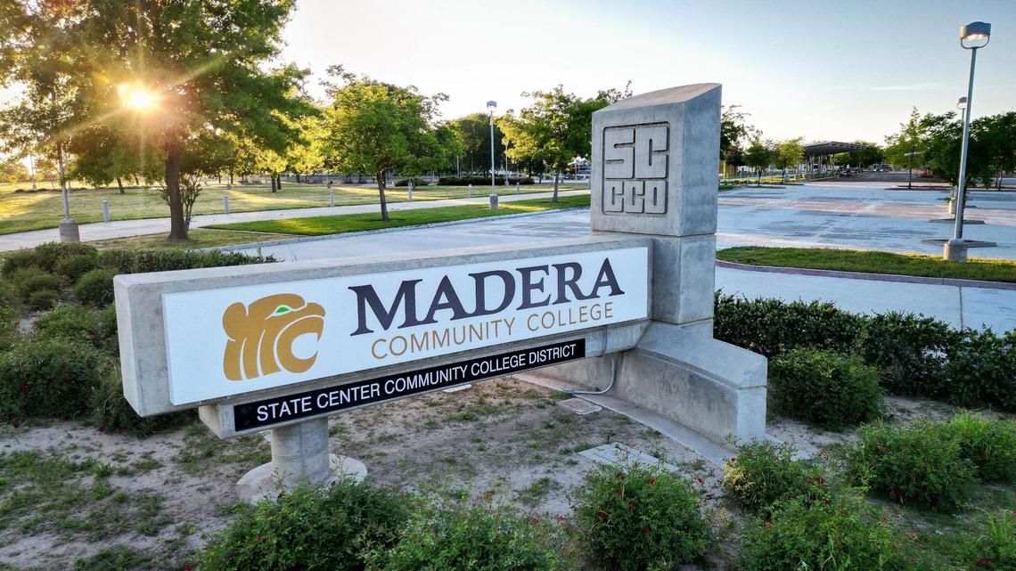 The sign facing Avenue 12 of Madera Community College photographed on April 20, 2024.