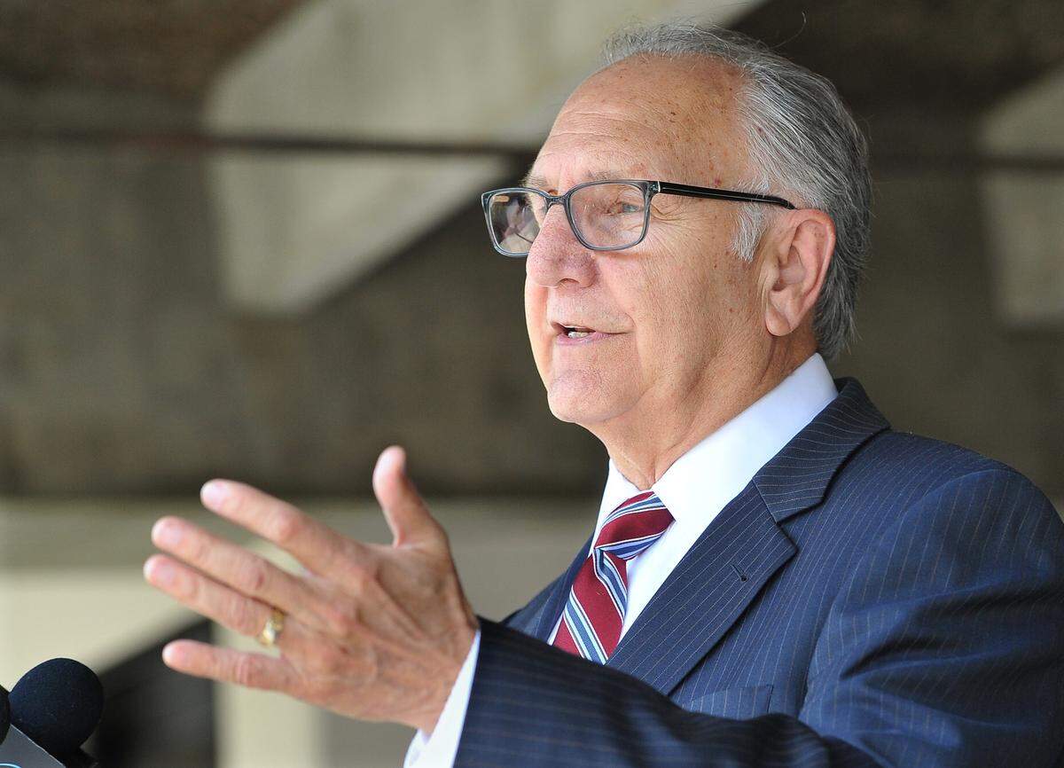Mayor Lee Brand announces he will not seek re-election, May 20, 2019, outside the KMJ studios where Brand made an appearance on the Ray Appleton Show.