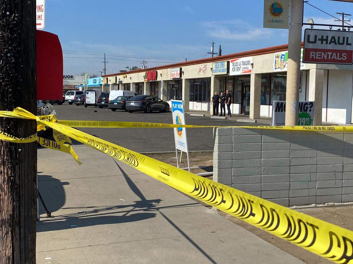 Police were at the scene of a shooting in central Fresno, CA, Wednesday, Feb 9, 2022.