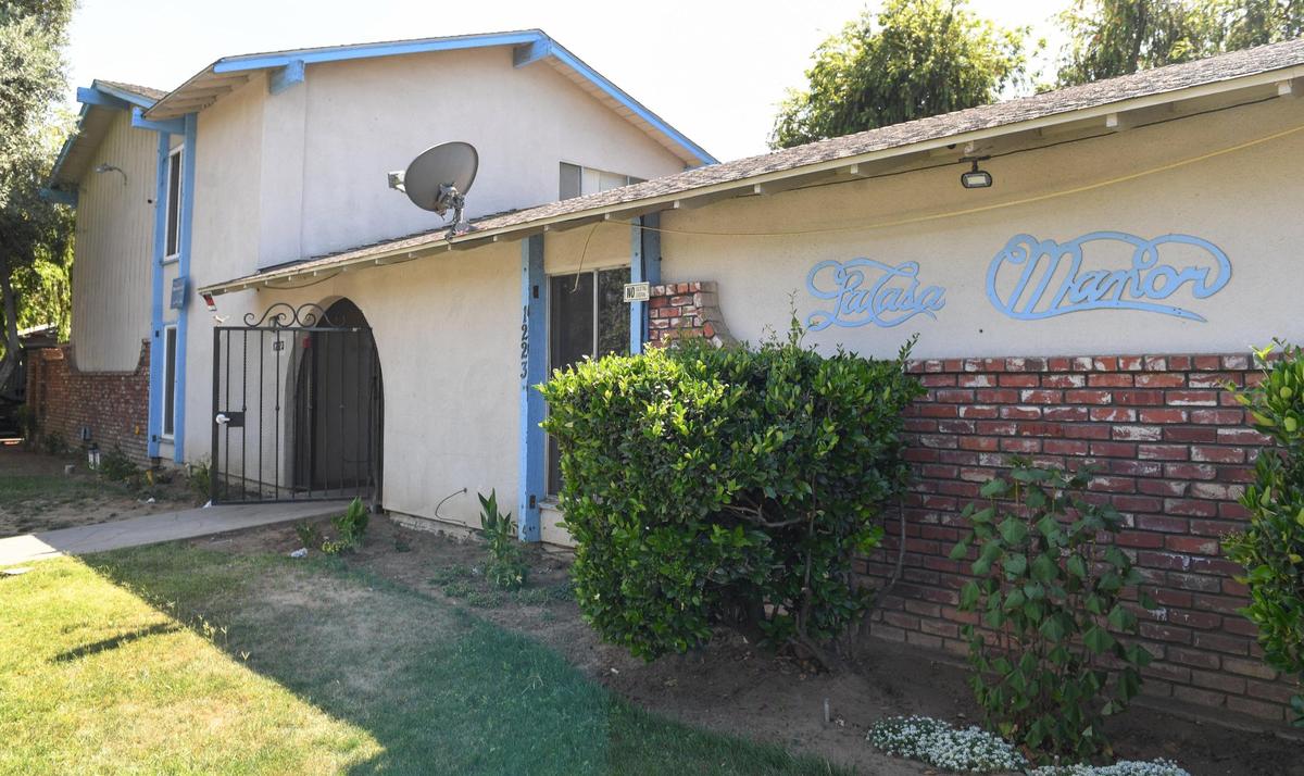 The front entrance to La Casa Manor apartments is shown at its location in Fresno on Tuesday, June 2, 2021.