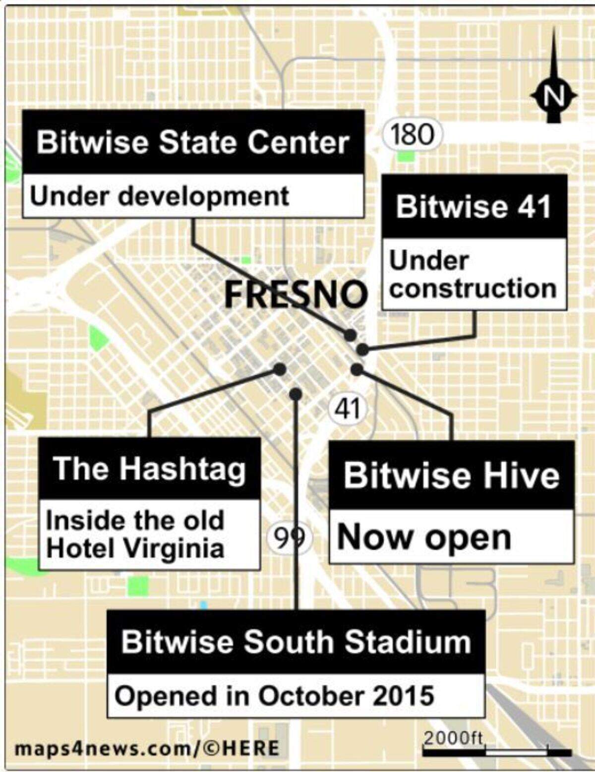 Bitwise Industries has opened its 50,000-square-foot Bitwise Hub inside a former county records warehouse as a space for technology businesses. It is among several sites the company has in downtown Fresno.