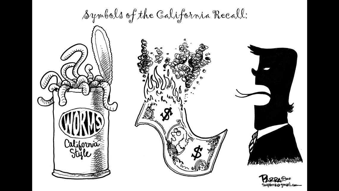 Visualizing the California recall: SW Parra opinion cartoon for Aug. 1, 2021
