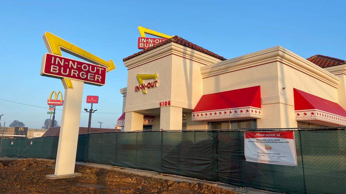 The In-N-Out Burger on West Shaw Avenue is closed for several during work to expand its drive-thru lane.