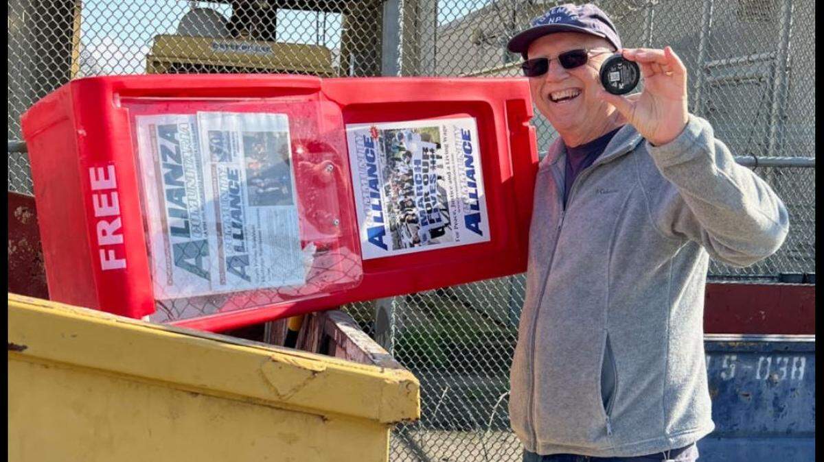 Mike Rhodes of the Community Alliance newspaper said has waged multiple battles with officials over placement of his newspaper boxes. He used a GPS device to track a box that went missing from the Fresno Jail.