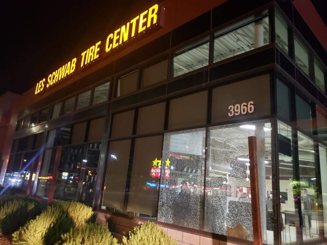 Three young men were arrested late Saturday night for vandalism after windows were smashed at the Les Schwab Tire Shop near Blackstone and Ashlan avenues. The men were part of a group of protesters who had marched for miles in the aftermath of the death of George Floyd, a black man who died at the hands of a white police officer in Minnesota.