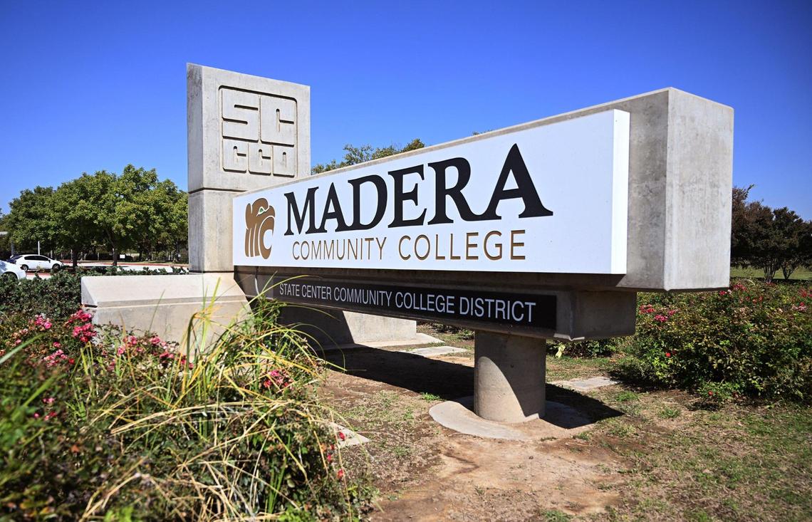 The Madera Community College entrance sign, photographed Oct. 2, 2024 along Avenue 12 near Madera.