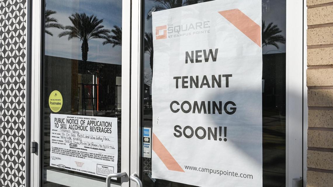 A sign for signaling a new business is coming soon at The Square at Campus Pointe on the Fresno State campus on Saturday, Jan. 29, 2022. This will be the location for Wayside Noodles.