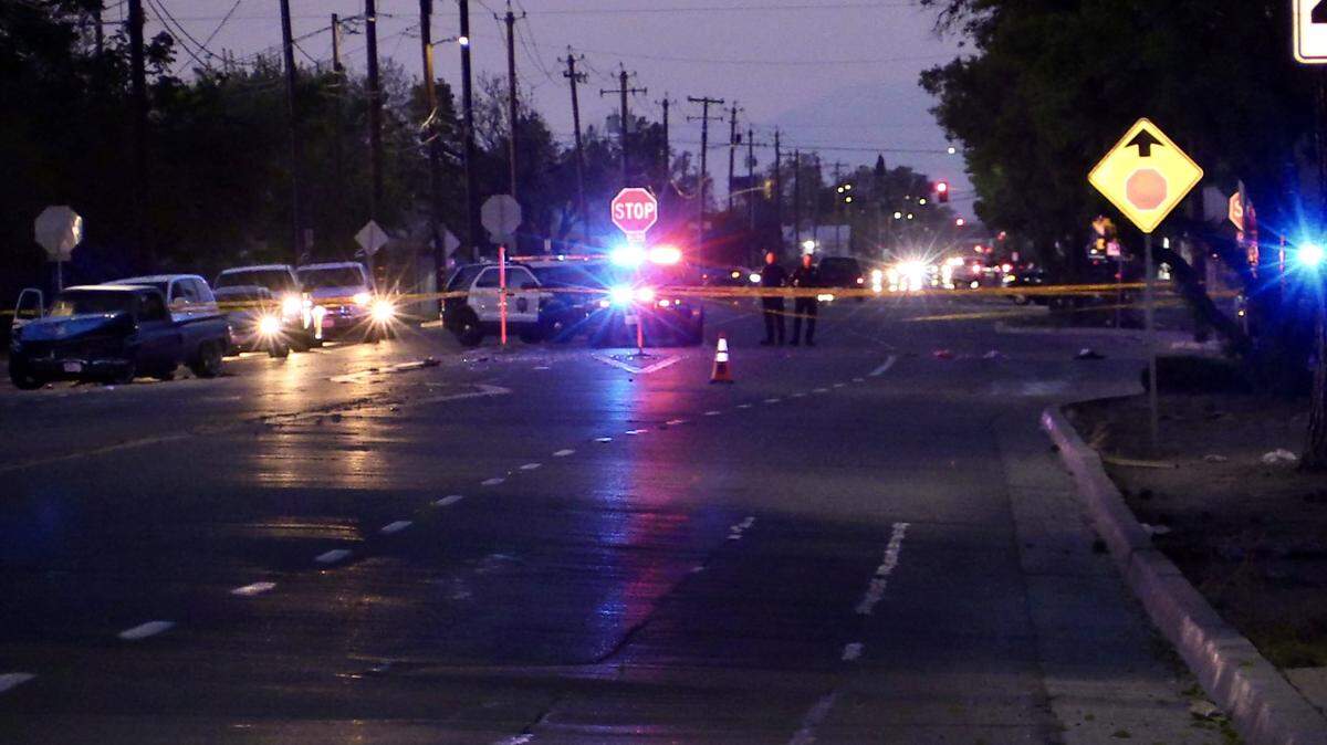 Three people were seriously injured in a two-vehicle crash in southeast Fresno, California on Saturday, April 15, 2023.