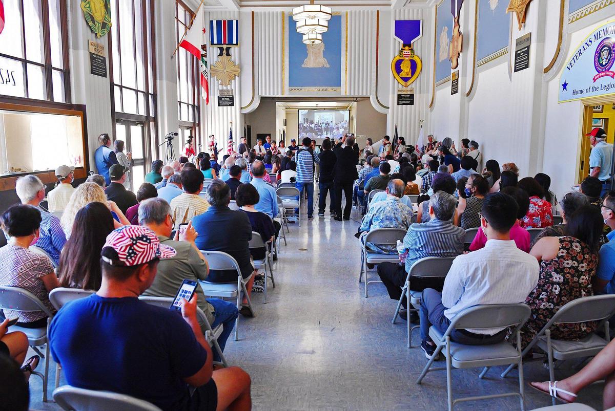 About 150 people, including family and supporters, attended a ceremony presenting medals and offering recognition to four Chinese American WWII veterans at the Veterans Memorial Museum Saturday morning, June 26, 2021 in Fresno.