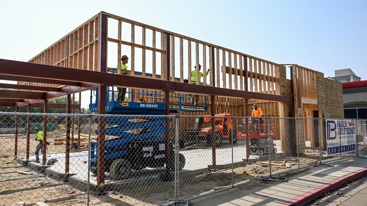The early stages of construction on a new Starbucks coffee shop are taking place at the site of the old El Torito on Tulare Street in downtown Fresno on Thursday, Sept. 21, 2023.