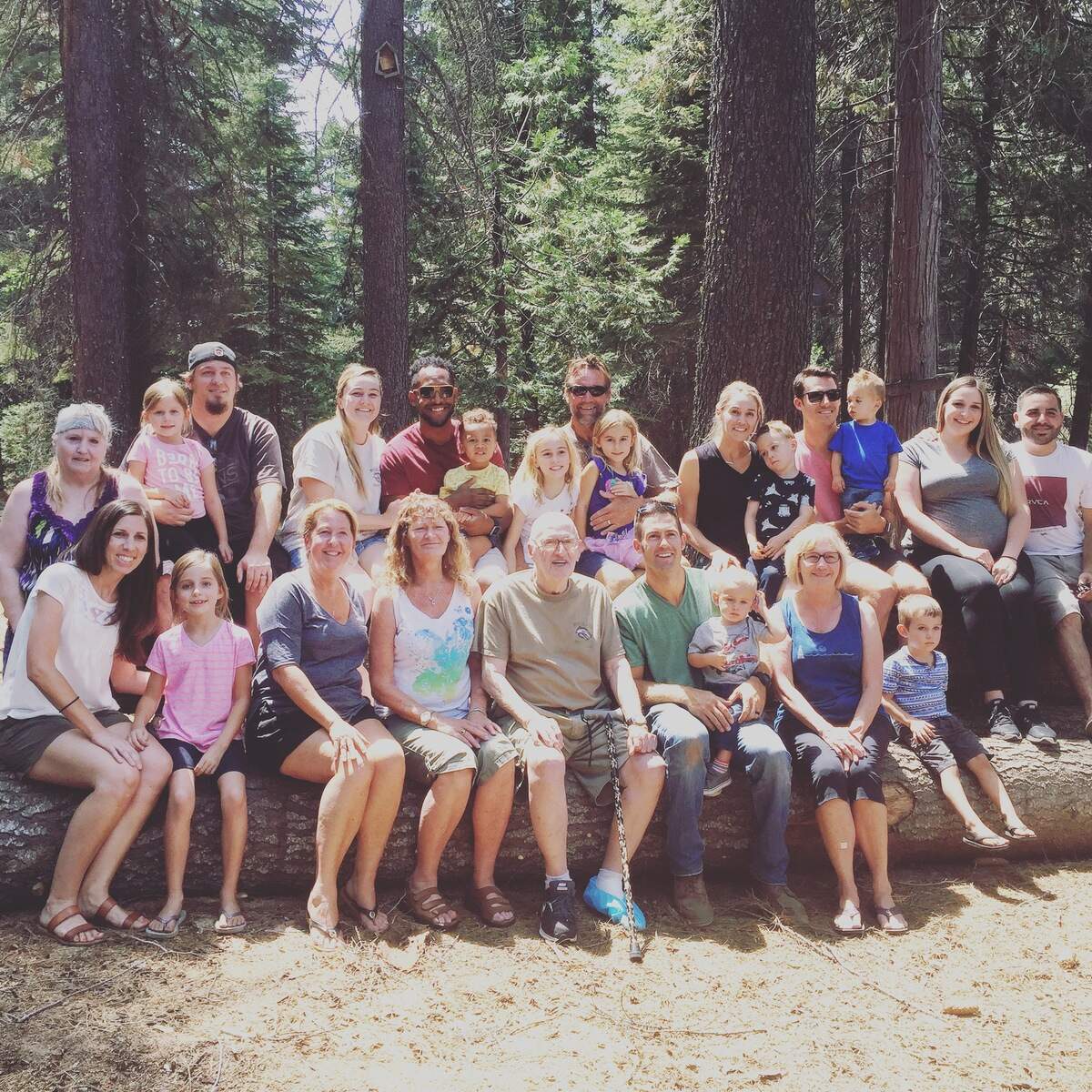 Jack Yandell with his children and grandchildren during a family reunion at his Shaver Lake cabin in 2017.