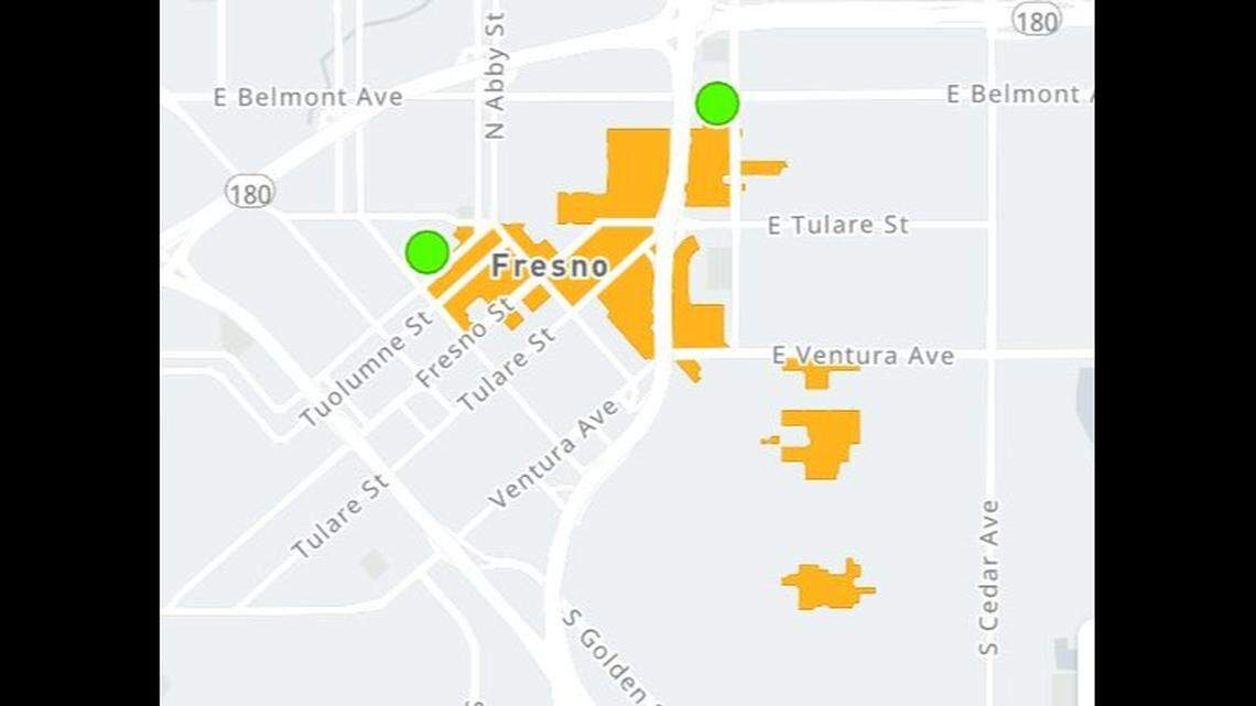 PG&E reported an outage in downtown Fresno on Tuesday, Nov. 8, 2022, affecting more than 2,000 customers.