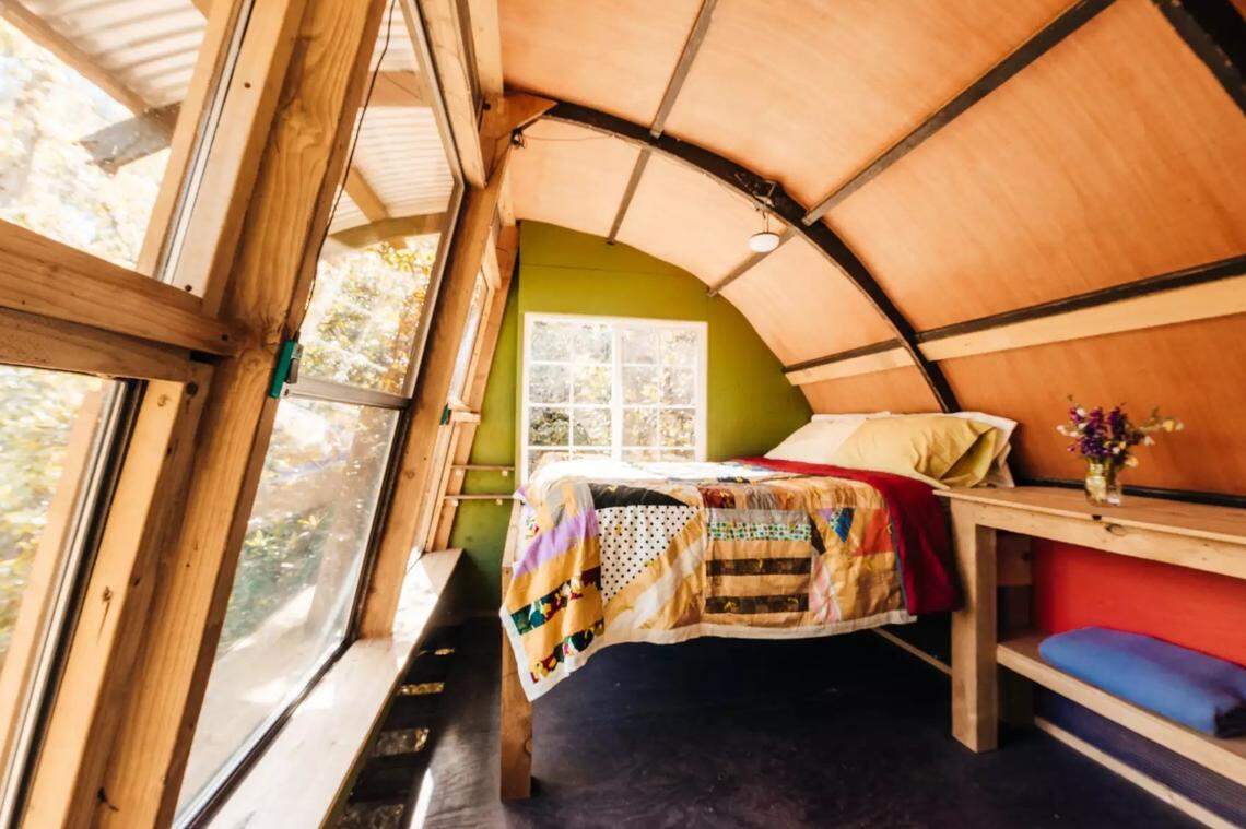 The inside of a cabin at Wondernut Farm near Groveland outside Yosemite National Park.