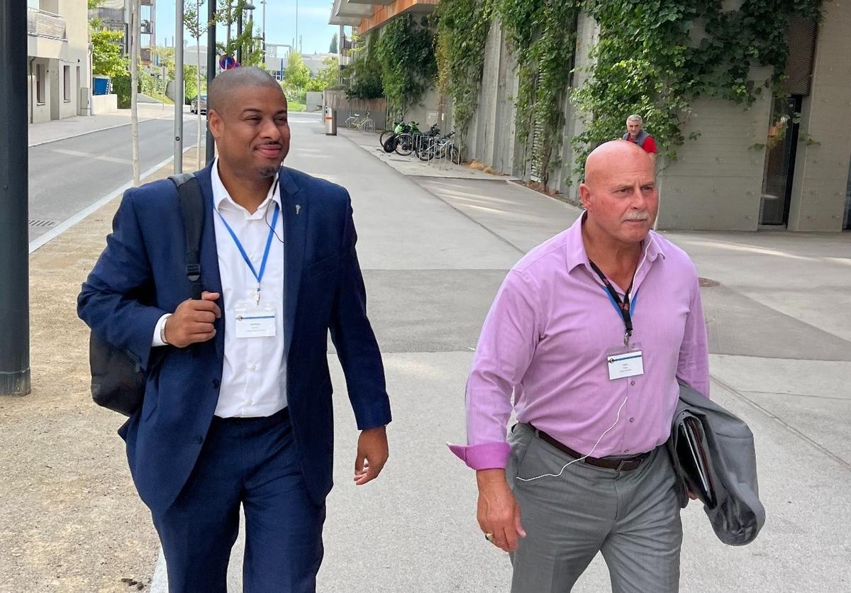 Deputy Mayor Matthew Grundy, left, accompanied Fresno Mayor Jerry Dyer to Vienna, Austria, for the Vienna Social Housing Academy in September 2022.