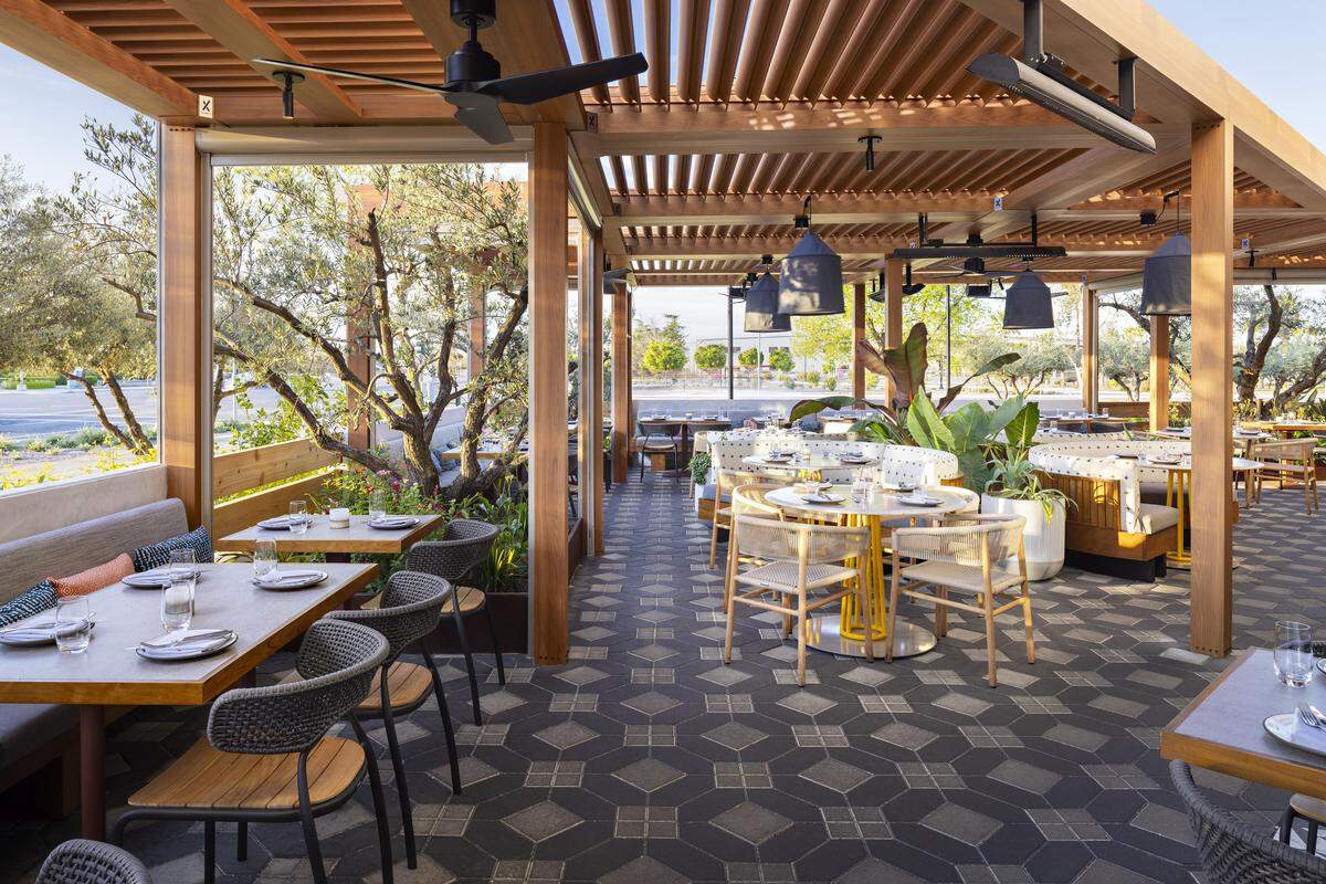 The patio at Saizon in northeast Fresno is designed to be comfortable for all four seasons.