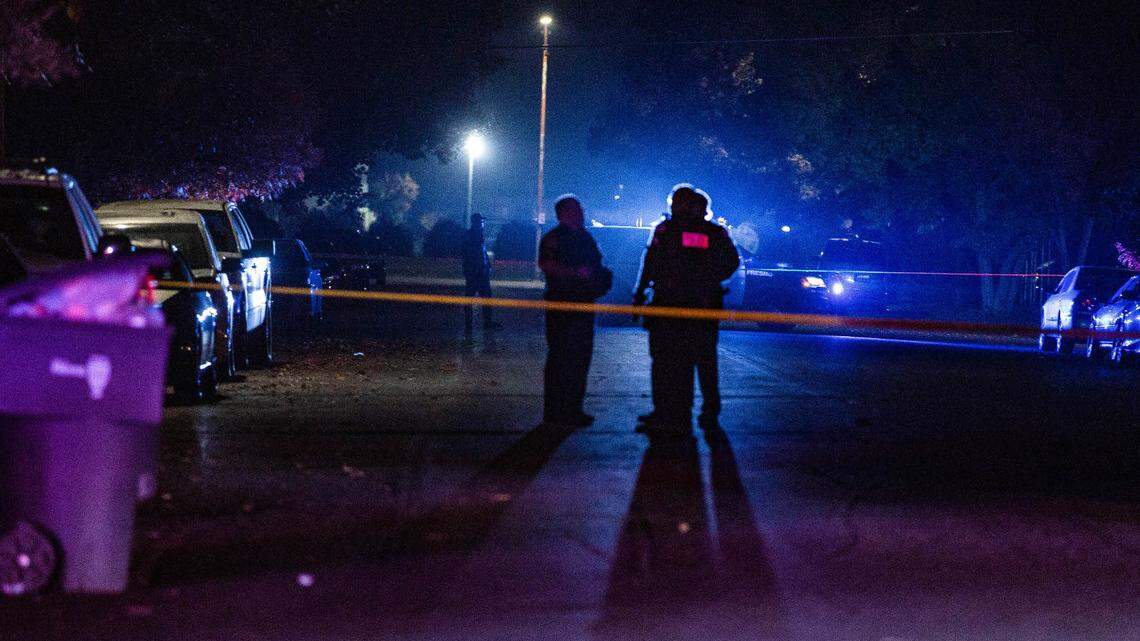 Fresno police investigate a shooting in a southwest Fresno neighborhood on Sunday Nov. 22, 2020.