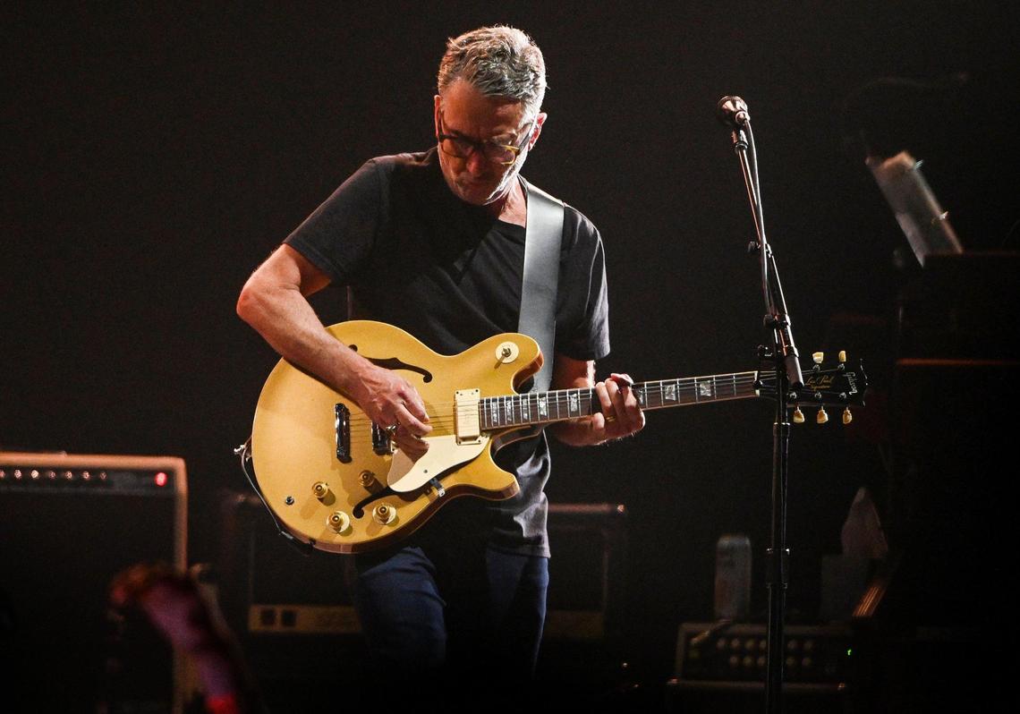 Guitarist Stone Gossard of Pearl Jam performs with the band during their North American tour stop at the Save Mart Center in Fresno on Monday, May 16, 2022.
