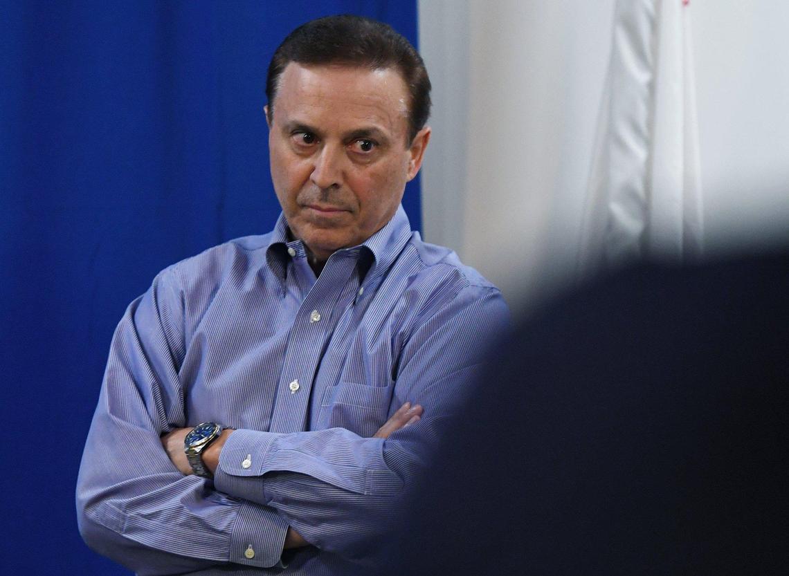 Fresno District 6 councilmember Garry Bredefeld, shown before the start of his own press conference minutes after Fresno City Mayor Jerry Dyer outlined new vaccination rules for city employees during a press conference Wednesday, August 4, 2021 in Fresno.