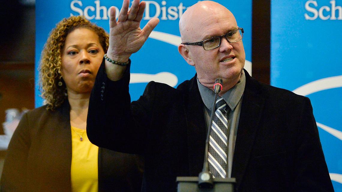 Fresno Unified School District Superintendent Bob Nelson, right, has said the district is reviewing campus safety plans in the wake of the massacre at Robb Elementary School in Uvalde, Texas. (Bee file photo)