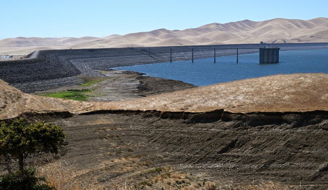 The B.F. Sisk Dam is seen at San Luis Reservoir from the Romero Visitor Center Friday, Aug. 16, 2024.