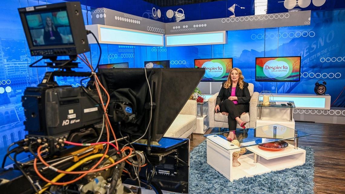 Lupita Lomeli, host of Univision Channel 21’s Despierta Valle Central, gets ready for taping the show at the studio in Fresno on Friday, May 3, 2024.