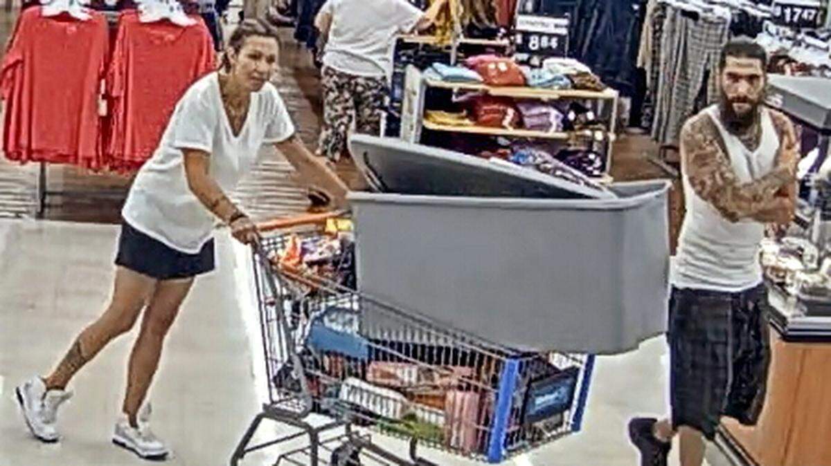 Fresno County sheriff’s detectives say Sarah Avedisian, left, and boyfriend Dewey Lacomb are wanted for suspicion of burglarizing mailboxes and identity fraud. The pair are shown in a frame from Sept. 26 security video at a Walmart store at Herndon and Ingram avenues in northwest Fresno, where detectives say they used a credit card stolen from a mailbox earlier in the day.