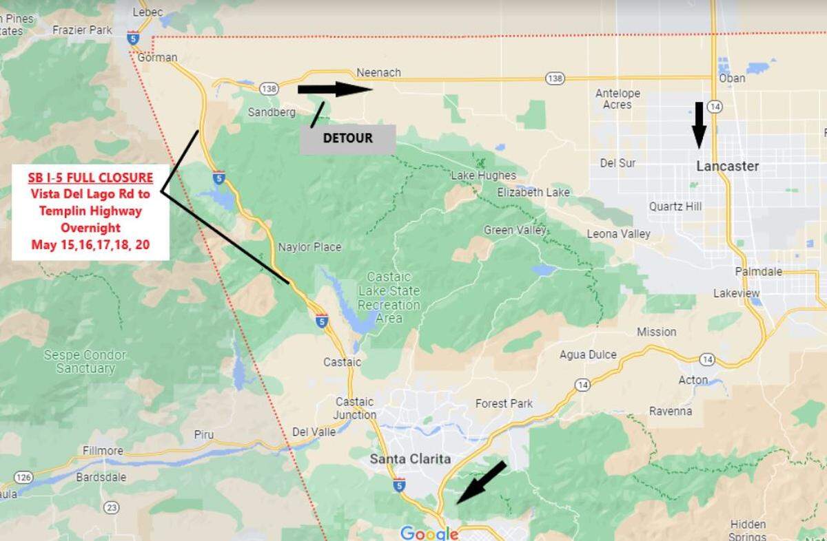 Caltrans map indicates where drivers can expect overnight detours while heading to Southern California this week.