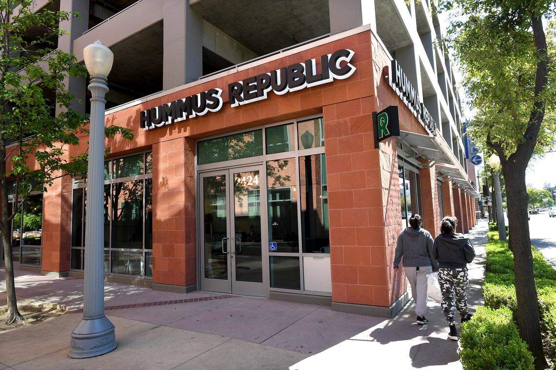 Hummus Republic, at 2424 Tulare Street in downtown Fresno, is a modern Mediterranean restaurant that specializes in falafel and hummus.